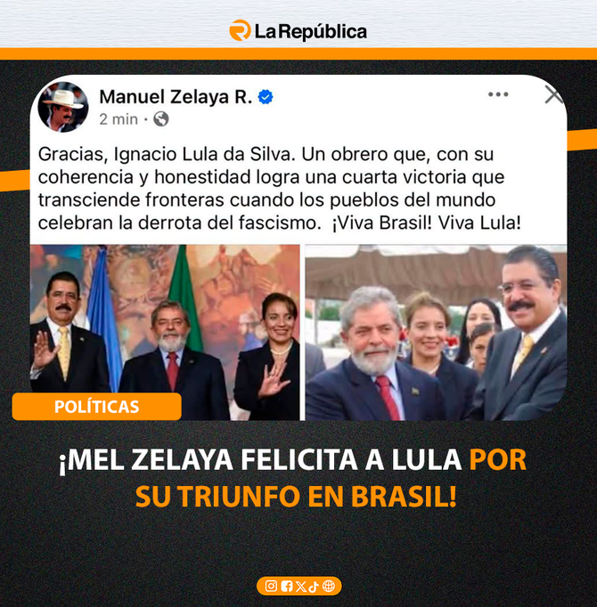 ¡MEL ZELAYA FELICITA A LULA POR SU TRIUNFO EN BRASIL! - Cover Image